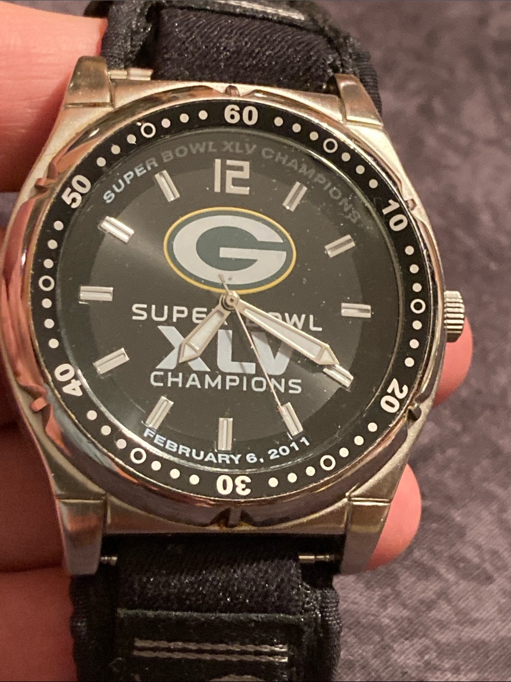 Green Bay Packers Super Bowl XLV Champions Black Watch keeps perfect time!